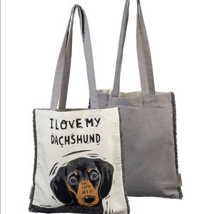 I love my Dachshund tote shoulder bag dog NEW Fabric Cloth Carry All Hotdog
